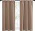 NICETOWN Kitchen Window Blackout Curtains, Thermal Insulated Rod Pocket Draperies for Bedroom/Kitchen (Cappuccino, Set