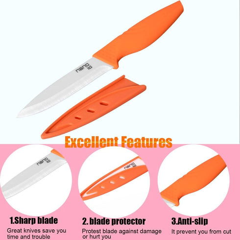 Steak Knives Set of 6 Multi-color Kitchen Ceramic Knife Set for Outdoor BBQ