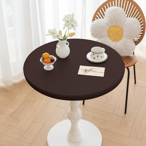 31 Inch (Coffee,31" Round Fitted PU Tablecloth with High Elastic Edge Dia Waterproof Oil Proof Table Cloth Anti-Scald