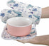 Chic D Kitchen Oven Mitts Gloves and Pot Holders Sets, Blue Butterfly Flowers Heat Resistant Non-Slip for Cooking, BBQ,