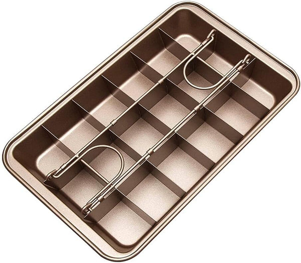 Non-Stick Brownie Baking Pan with Dividers, 18 Pre-slice Brownie Tray, Brownie Cutter, 12 x 8 x 2 Inches