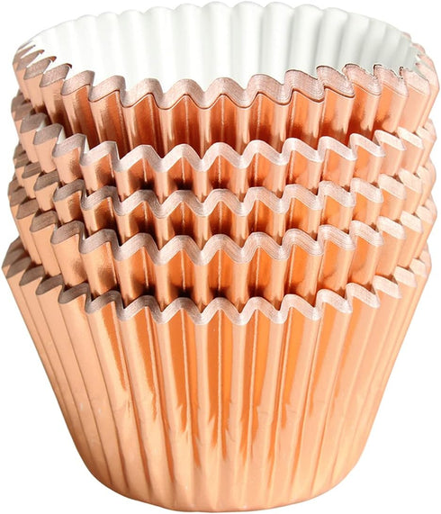 Rose Gold Foil Muffin Cupcake Liners - Standard Baking Cups, Pack of 100