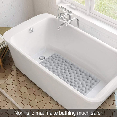 OTHWAY Non-Slip Bathtub Mat, Soft Rubber Bathroom Bathmat with Strong Suction Cups (Grey)