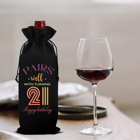 Cool 21st Birthday Gifts Wine Bag for Her Him, 21 Year Old Birthday Gifts for Women Men, Happy Anniversary 21st