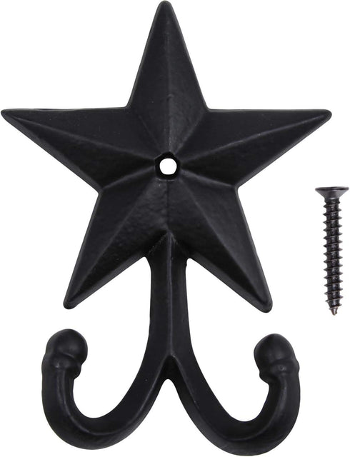 Vintage Wrought Iron Coat Hook, Wall Mounted Hat Hook with Screws Included, Star Design