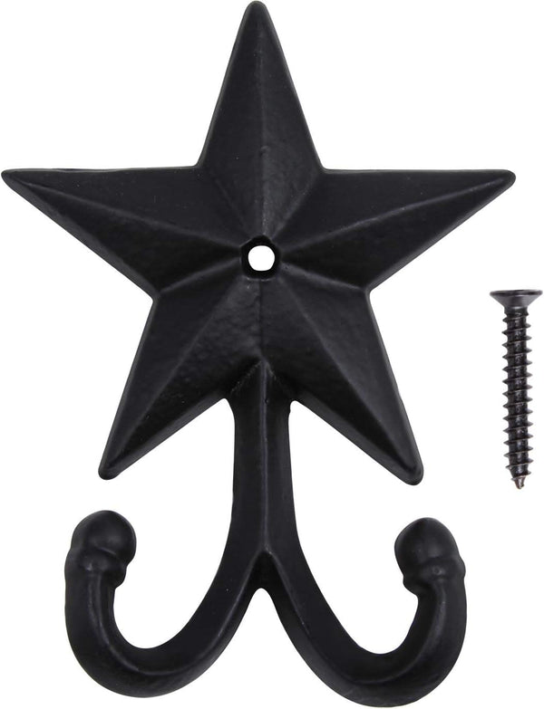 Vintage Wrought Iron Coat Hook, Wall Mounted Hat Hook with Screws Included, Star Design