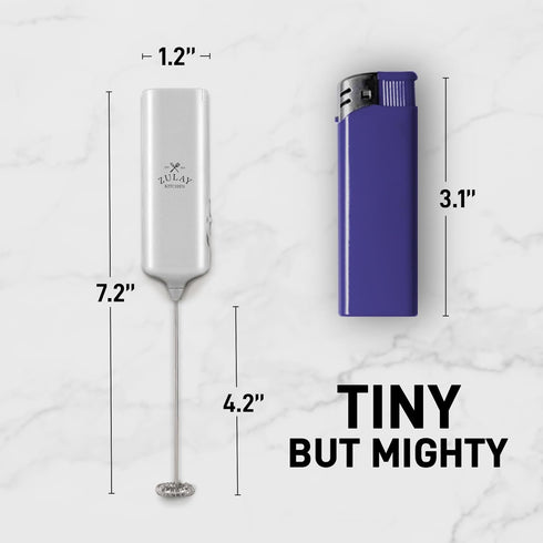 Mini & Mighty Milk Frother Wand Powerful Handheld Coffee Frother, Battery Operated Drink Mixer Compact Pocket Size