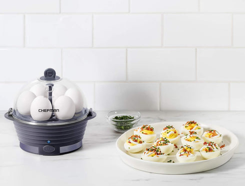 Chefman Electric Egg Cooker Boiler, Rapid Poacher, Makes Up To 6 Hard, Medium or Soft Boiled Eggs, BPA-Free