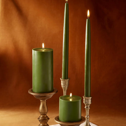 Thymes Frasier Fir 12" Taper Candle Set - Scented Candle with Crisp Siberian Fir, Cedarwood, Sandalwood Notes