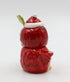 Owl Sugar and Creamer, 5 3/4 X 2 7/8 X 5 3/8"H, Red, White, Black, Green