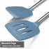 2 Pack Solid & Slotted Silicone Spatula Set, Stainless Steel Handle, Non Stick, Heat Resistant, Starry Blue