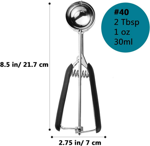 Medium Cookie Scoop, 2 Tablespoon Cookie Scoop for Baking, Cookie Dough Scoop, Spring-Loaded Scoop, Comfortable Grip, Non-Slip