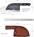 Dream Reach Forging Serbian Chef Knife - Full Tang High Carbon Clad Steel Almasi Butcher Cleaver with Leather Sheath