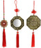 MDLUU 3 Pcs Bagua Mirror Feng Shui Ornaments, Guardian Lion, Ancient Coins with Chinese Knot Tassel, Lucky Charm