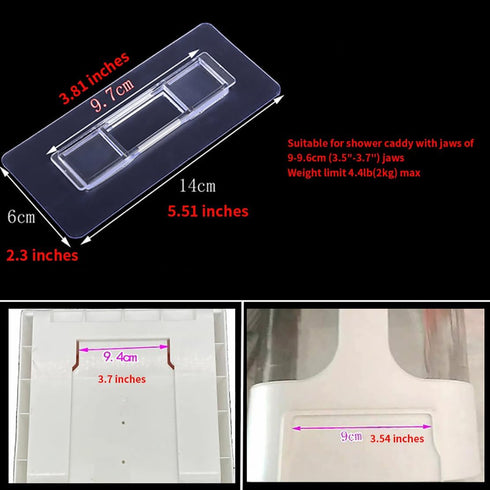 CARURLIFF 6 Set 1 PCS Rectangular Shower Caddy Adhesive Replacement for Kitchen Bathroom Transparent Self-Adhesive