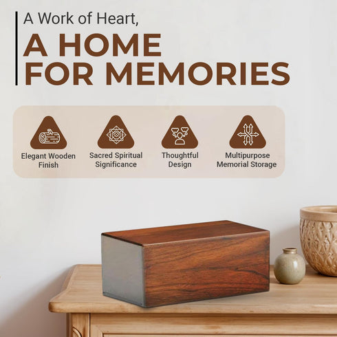 Decorative Wooden Urn for Human Ashes, Small Keepsake Burial Ash Box - Pet Memorial Urn (Style1, 6 X 4 X 2.75 inch)