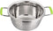 Stainless Steel Deep Colander, 2.5 Quart Micro-perforated Food Strainer with Green Silicone Handles for Draining Pasta