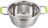 Stainless Steel Deep Colander, 2.5 Quart Micro-perforated Food Strainer with Green Silicone Handles for Draining Pasta