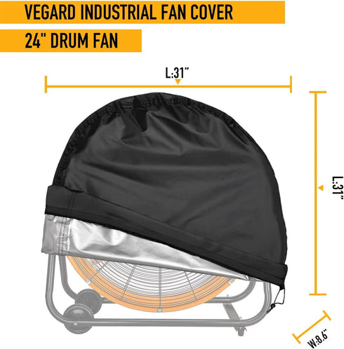 VEGARD Industrial Fan Cover,Outdoor Fan Cover, Heavy Duty Waterproof&Dustproof Cover for 24" High Velocity Floor Fan, Drum Fan, High Speed Blower,Suitable for indoor and outdoor