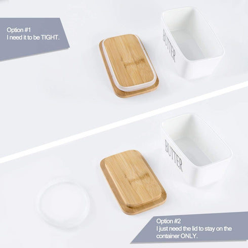 Hasense Large Butter Dish with Lid - Ceramic Airtight Butter Keeper for Countertop, Farmhouse Decor, White