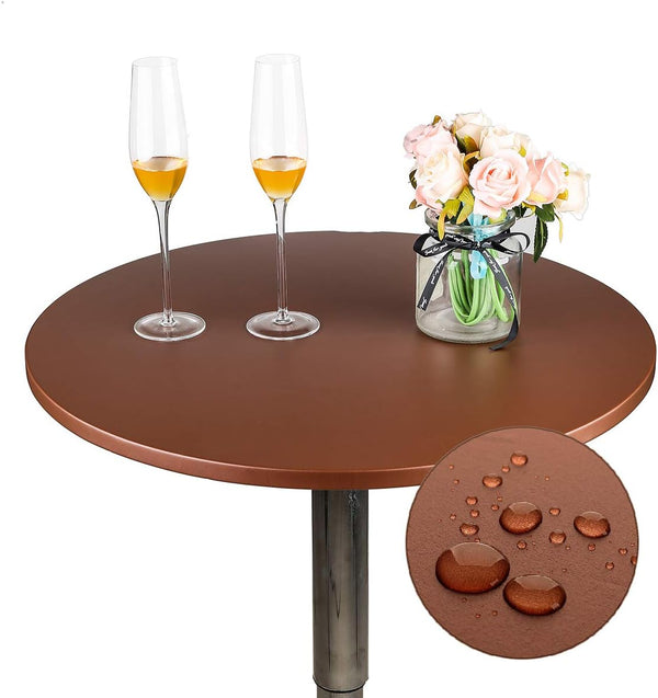 JISEN Cocktail Waterproof Round Table Topper Cap Polyester Fitted Stretchable Tablecloth Cover