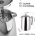 50-Ounce, 304 Secura French Press Coffee Maker, Stainless Steel Insulated Coffee Press with Extra Screen