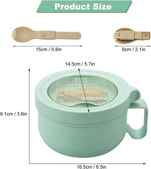 28.7oz Rarapop Microwave Soup Bowl Containers with Lids, Wheat Straw Ramen Noodles Cup Mug for Instant Noodles,Oatmeal