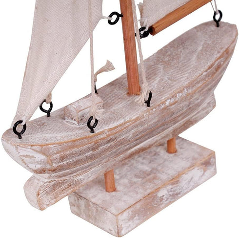 Sailboat 10.75" Linfevisi Wooden Decorations Nautical Sail Boats Model Decoration Beach Coastal Ocean Themed Home Decor