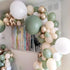 Sage Green Gold Confetti Balloons, 50 pcs Olive Green Blush Gold Metallic Latex Balloons for Party Decorations