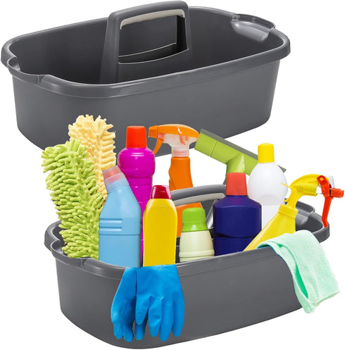 TOPZEA 2 Pack Cleaning Supplies Caddy, Large Plastic Cleaning Supply Organizer Bin
