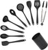 Silicone Kitchen Utensils Set of 10 for Cooking, Nonstick Cookware, Includes Slotted Turner, Soup Ladle, Tongs & Holder