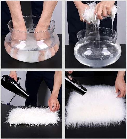 18" 18" OKAYDA x Round Faux Sheepskin Chair Cover Seat Cushion Pad Super Fluffy Soft Fur Rug for Vanity Chair, Car