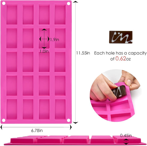 Sakolla 2 Pack Chocolate Bars Silicone Molds | Rectangles Candy Bars Molds for Chocolate, Rice Crispy Pops, Dessert