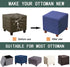 Ottoman Cover Jacquard Stretch Square Slipcover Thick Folding Storage Cover Footstool Protector With Elastic Bottom