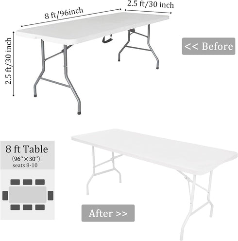 4 Pack 8 (96 30 Inches, Spandex Table Top Cap Cover Stretch Fitted Washable Elastic Rectangle Tablecloth for FT Folding