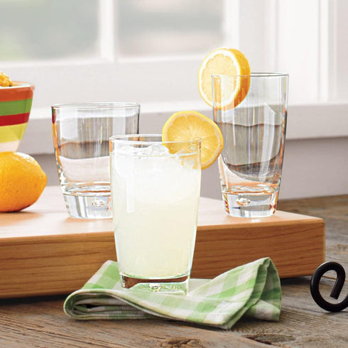 Bormioli Rocco Luna Set Of 4 Cooler Glasses, 15.25 Oz. Clear Crystal Glassware, Dishwasher Safe, Made In Italy