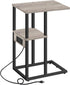 TUTOTAK C Shaped End Table with Charging Station, Side Table for Small