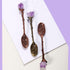 2pcs Retro Crystal Antique Spoon, Amethyst Crystal Alloy Mini Coffee Tea Spoons for Home Office Ice Cream