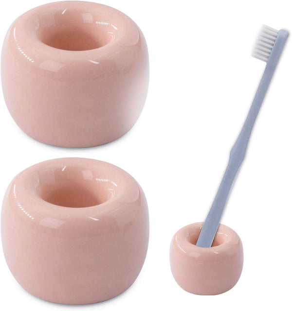 Airmoon Mini Ceramics Handmade Couple Toothbrush Holder Stand, Pack of 2 for Bathroom Vanity Countertops