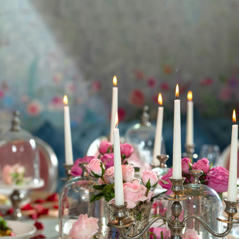 Calm Life Set 7 10 Inch of Unscented White Taper Candles, Dripless Tall Skinny Candlesticks for Home Party Table