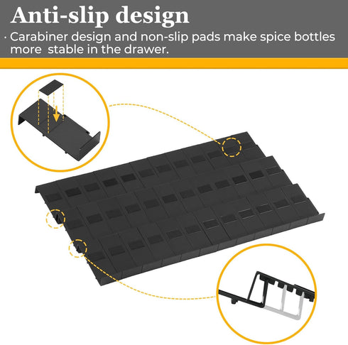 48PCS Famhap Spice Drawer Organizer, Interlocking Expandable Seasoning Rack Tray Insert for Kitchen Drawers, Spice Rack