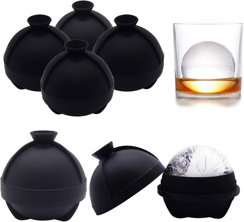 Sphere Ice Molds - 6 Pack - Silicone Ice Ball Molds with Built-in Funnel - Round Ice Cube Molds - Make 2.5 Inch Big Ice