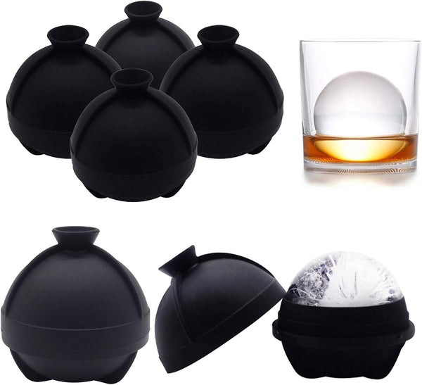 Sphere Ice Molds - 6 Pack - Silicone Ice Ball Molds with Built-in Funnel - Round Ice Cube Molds - Make 2.5 Inch Big Ice