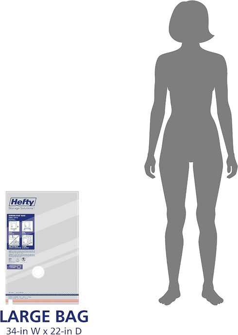 Hefty Shrink-Pak Vacuum Storage Bags - 4 Large Heavy Duty Bags for Clothing, Comforter & Under Bed Storage