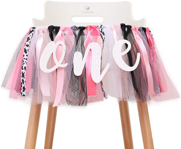 WAHAWU Cow High Chair Banner - High Chair Banner First Birthday, Farm Highchair