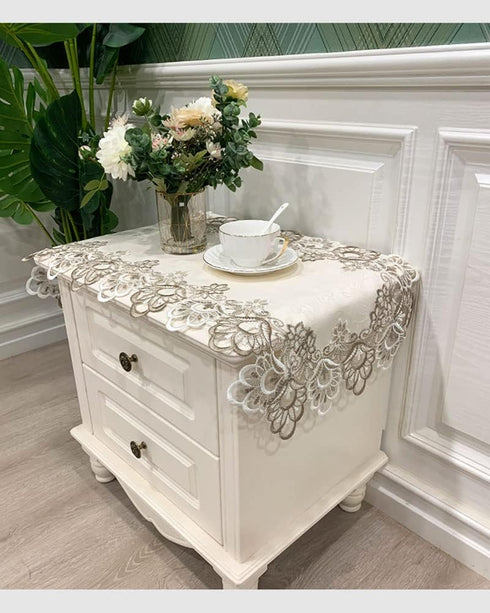 Bedside Tablecloth Lace Doilies for Side Table Cloth Runner Tabletop Dust Cover Bedroom Nightstand Decor