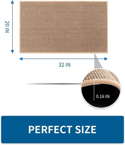 Kitchen Rugs and Mats Non-Skid Washable, Absorbent Runner Rugs for Kitchen, Front of Sink, Floor Mats (Beige, 20"x32")