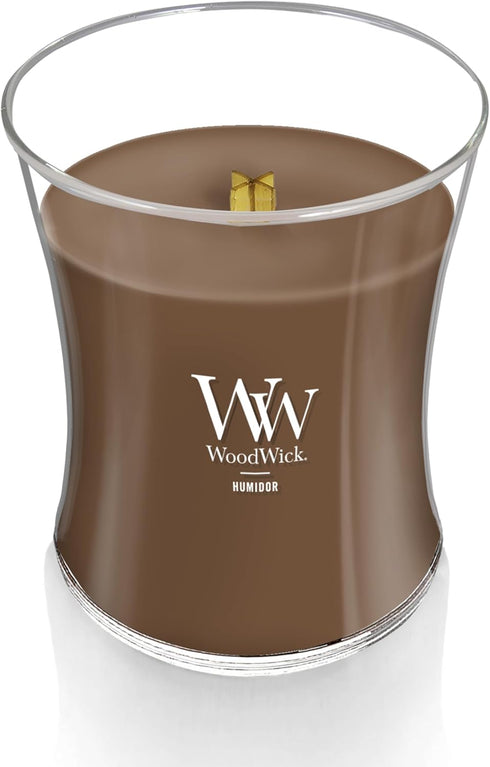 WoodWick Medium Hourglass Candle Humidor, Premium Soy Blend Wax with Pluswick Innovation, Made in USA