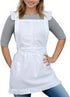 2 Love Potato Retro Style Cotton Kitchen Apron for Women - Adjustable Cross Back Ties, Pockets - White