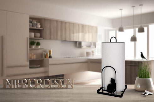 Countertop Paper Towel Holder, Kitchen Paper Towel Stand, Fits Standard Jumbo Roll in Dining Table or Bathroom, Metal